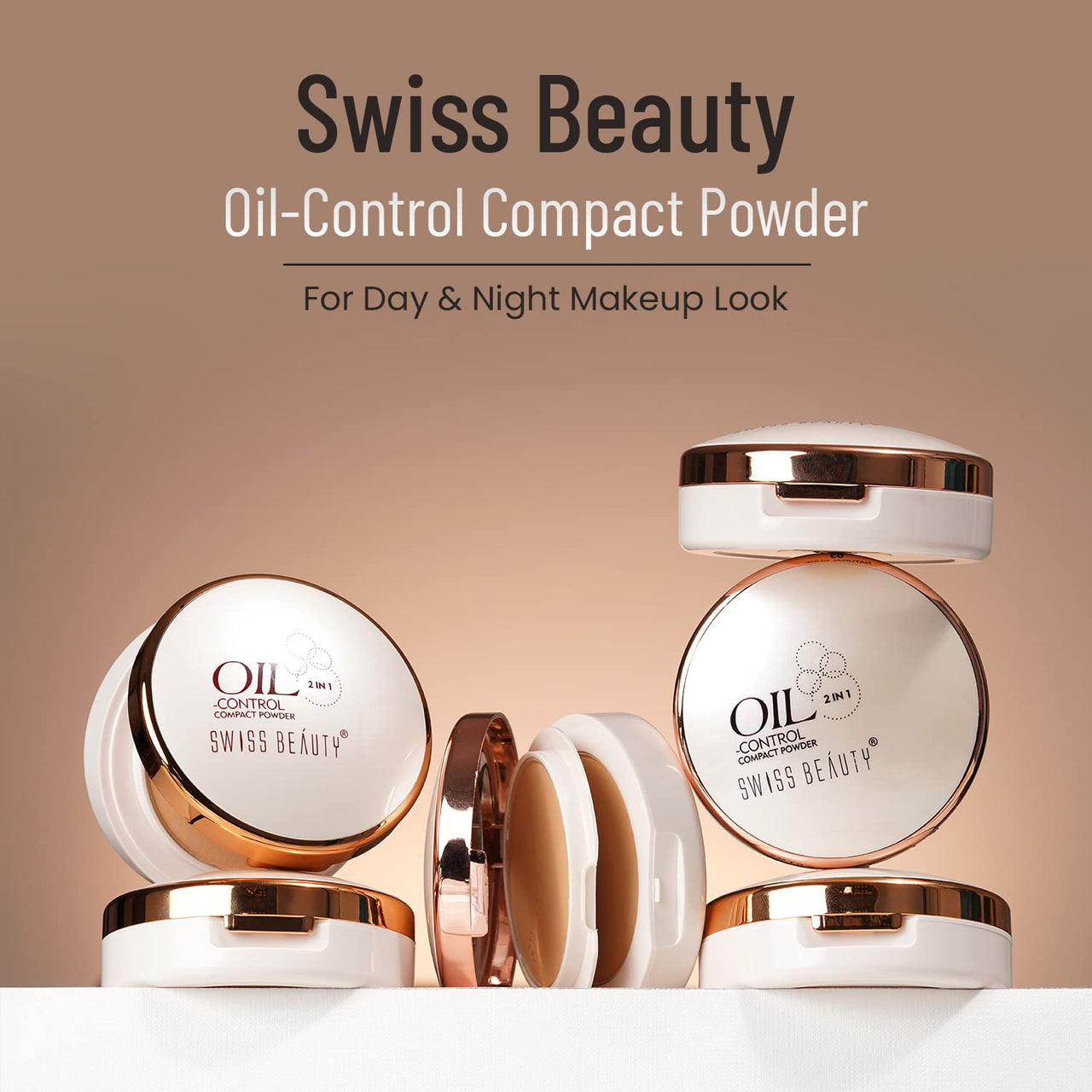 Swiss Beauty Oil Control Compact Powder | Lightweight Compact Powder For Matte Flawless Finish | Face Makeup, Shade 01 Pearl-Ivory, 20 Gm |