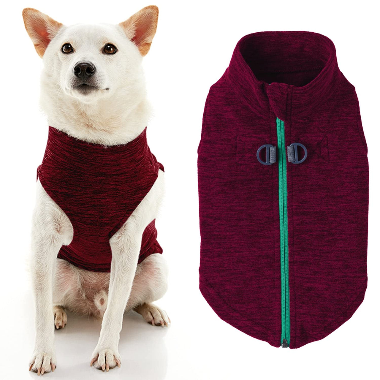 Gooby Zip Up Fleece Dog Sweater - Fuchsia Wash, X-Large - Warm Pullover Fleece Step-in Dog Jacket with Dual D Ring Leash - Winter Small Dog Sweater - Dog Clothes for Small Dogs Boy and Medium Dogs X-Large chest (~22.5")