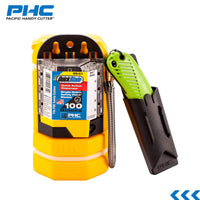 Blade Bank, Used Razor Blade Disposal with Wall Mount, Safely Dispose of Used Blades, Keep Blades Out of Trash Bags, Off of Floors, and Away from Other Hazardous Locations, Yellow (BH00206) Pacific Handy Cutter Blade Bank with Wall Mount