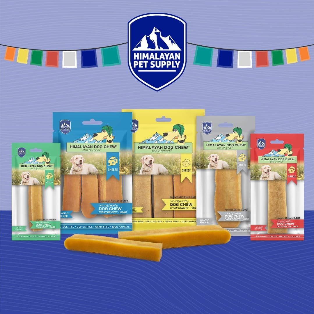 Himalayan Dog Chew Original Yak Cheese Dog Chews, 100% Natural, Long Lasting, Gluten Free, Healthy & Safe Dog Treats, Lactose & Grain Free, Protein Rich, Mixed Sizes, Dogs 65 Lbs & Smaller