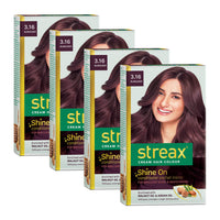 Streax Cream Hair Color for Unisex, 120ml - 3.16 Burgundy (Pack of 4)