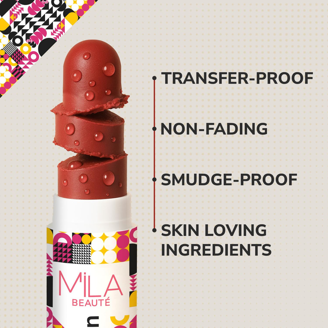 Mila Beauté Lock & Pout Matte Crayon Lipstick for Women I Smudge Proof & Transfer-proof Lipstick I Hydrating With Ceramides & Shea Butter I Highly Pigmented & Glides Smoothly | Suitable for Indian Skin Tones – (1.25g 5 Keep It Real)