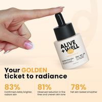 Alive & Well 24K Golden Hour Glow Facial Oil, with 24K Gold Flakes, Crafted By Dermatologists for Glowing Skin and Radiance, Boosts Collagen, Reduces Wrinkles and Fine Lines, for Men & Women - 30ml