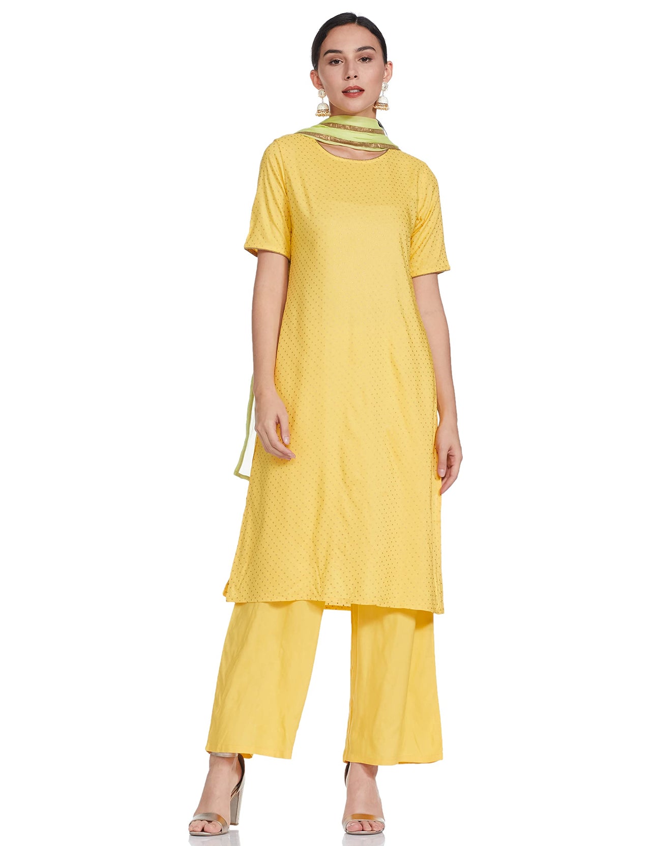 Amazon Brand - Tavasya Women's  Rayon Salwar Suit Yellow L