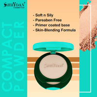 Shryoan Oil Control 2 in 1 Compact Powder| Paraben Free, Light Weight, Soft & Velvety Texture Formula, Suitable for All Skin Types (28g) Shade 01