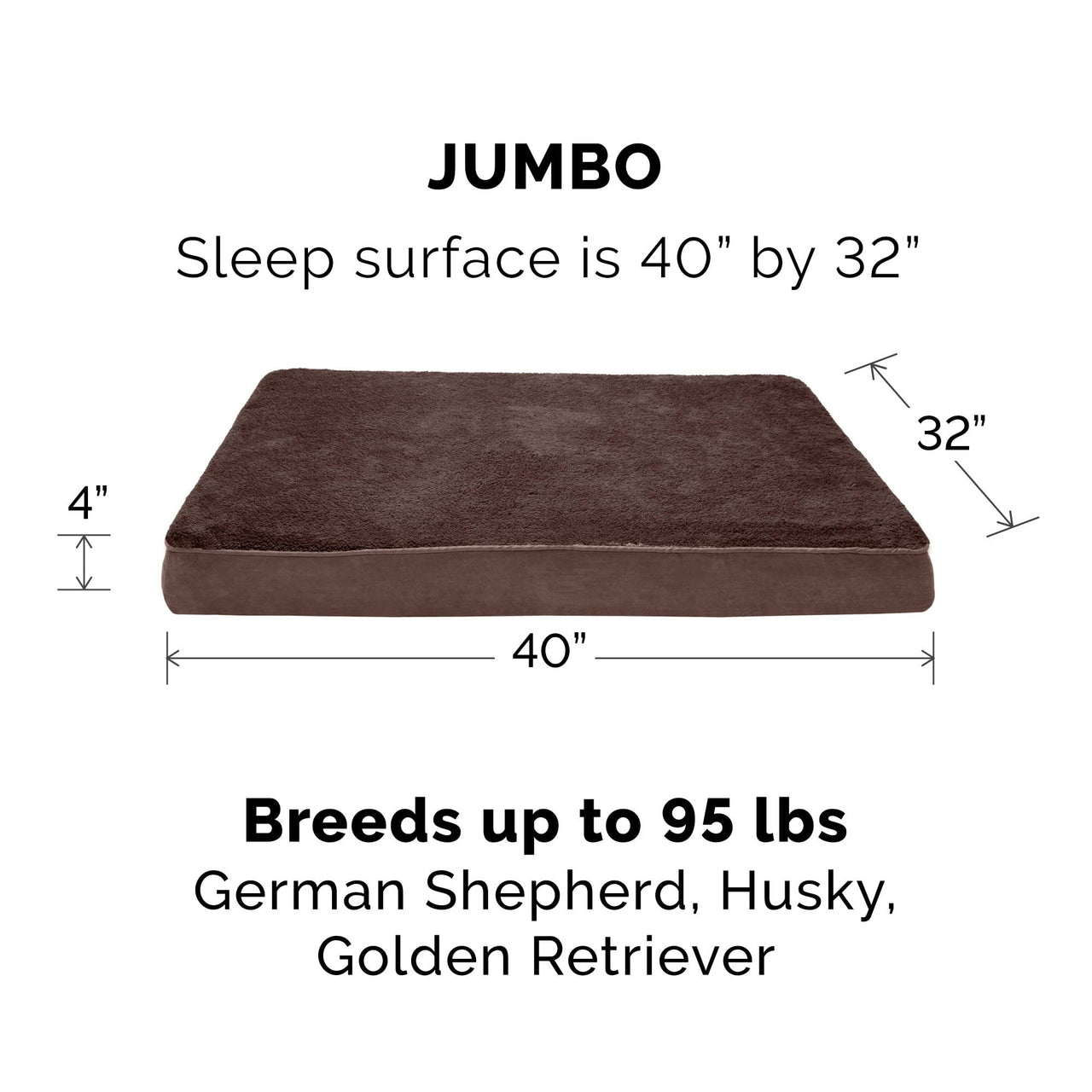 Furhaven Replacement Dog Bed Cover Ultra Plush Faux Fur & Suede Mattress, Machine Washable - Chocolate, Jumbo (X-Large)