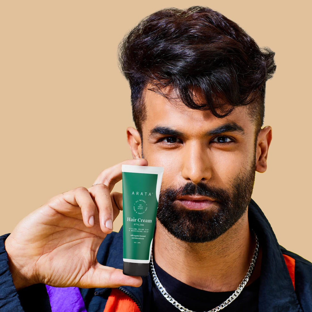 Arata Styling Hair Cream | For All Hair Types |Reduces Frizz & Tames Flyaways | Adds Soft Hold and Control to Short Hair | No Sulphate,Paraben,Silicone | 50ml