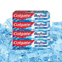 Colgate MaxFresh 600g (150g x 4, Pack of 4) Breath Freshener Toothpaste, , Peppermint Ice, Blue Gel Paste with Menthol, Cooling crystals for bad breath control