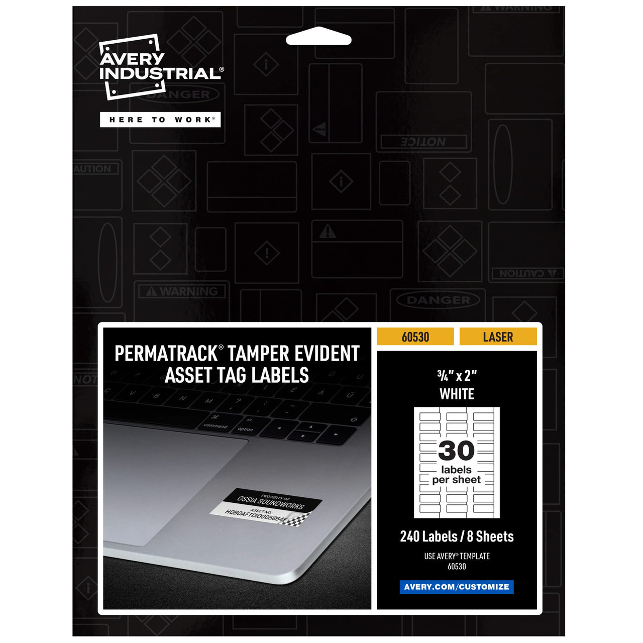 Avery White Asset Tag Labels, 3/4" x 2", Tamper-Evident Laser Printable Tags, 240 Waterproof Labels (60530) 3/4" x 2"