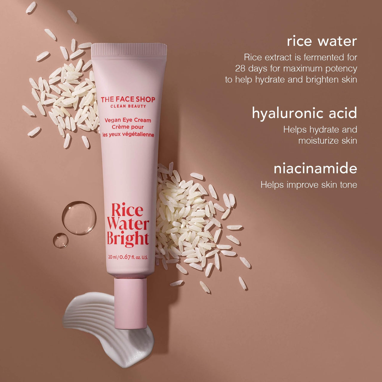 The Face Shop Rice Water Bright Vegan Eye Cream (20ml)