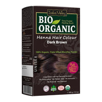 INDUS VALLEY 100% Organic Henna Hair Color Dark Brown Nourishes and Moisturizes Hairs Triple Sifted Microfine Powder (100g)