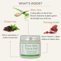 Auravedic Pure Aloe Vera Gel for face 200gm Aloevera Gel For Glowing Skin Aloe Vera Gel For Hair Anti Acne Gel Under Eye Gel with green tea Paraben Free