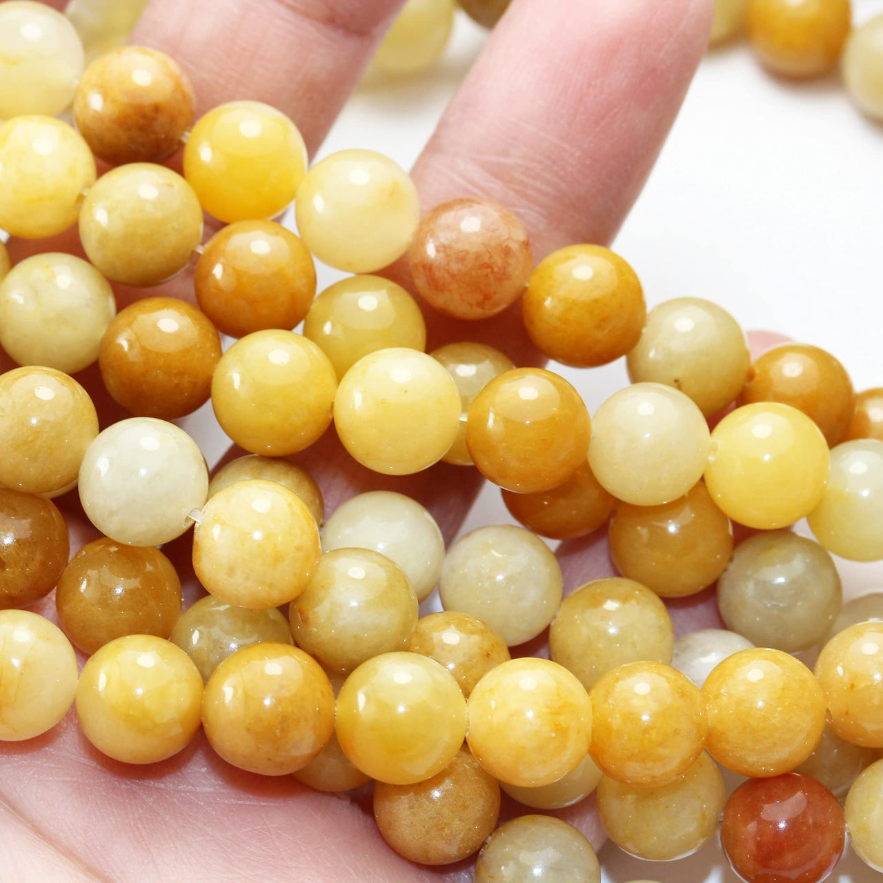 Yellow Jade Natural Gemstone Beads for Making Jewellery Energy Healing Crystals Jewelry Chakra Crystal Jewerly Beading Supplies 10mm 15.5inch About 40 Beads Yellow Jade
