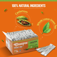 Chaayos Instant Assam Tea Powder Premix|Cardamom|Regular Sugar (14G * 36 Sachets)|Elaichi Chai|Cardamom Tea|1 Min Chai|Assam Tea|Masala Tea Premix,510 Gm