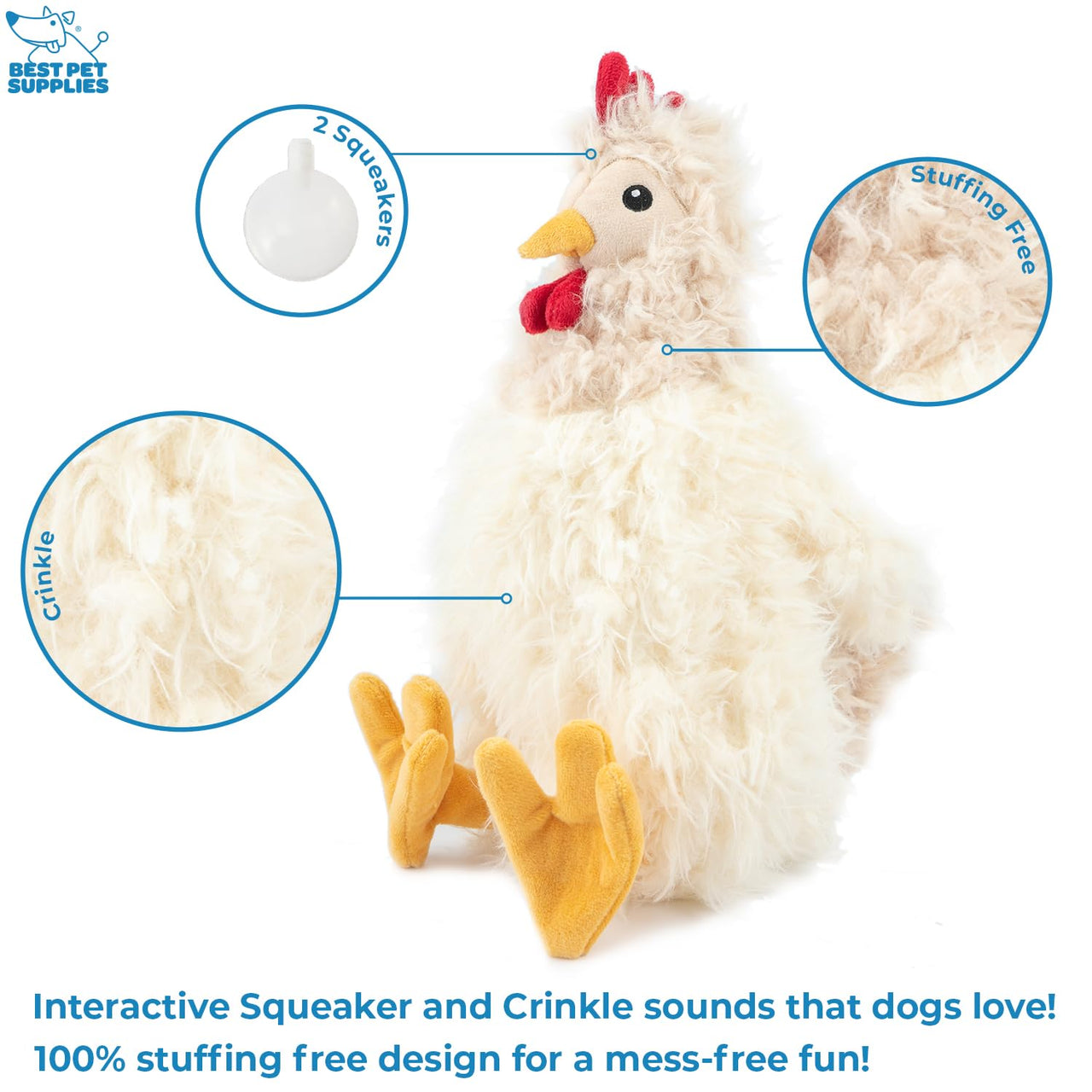 Best Pet Supplies Chicken Crinkle Plush Dog Toys for Interactive Play, Puppy and Senior Indoor Play, Colorful Chicken Toy Shape, Cute and Cuddly - Crinkle Chicken Bundle (Brown, Beige, Wine Red) Crinkle Chicken (Brown, Beige, Wine Red) Large