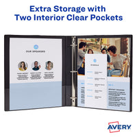 Avery Durable Clear View 3 Ring Binders, 1.5 Inch Slant Rings, 2-Pack of Black Binders (19300) 1.5