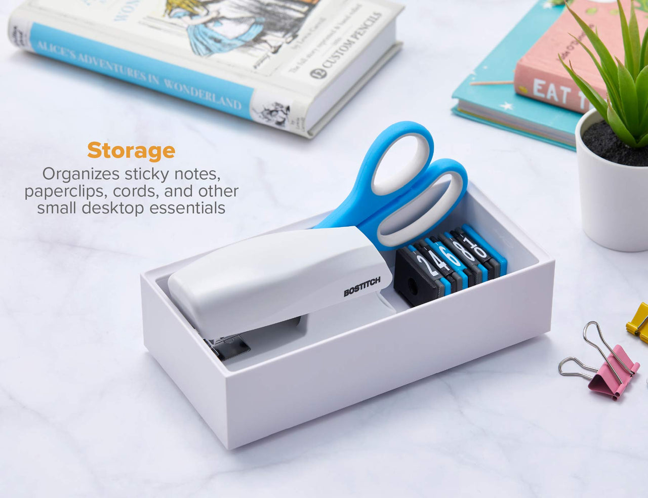 Bostitch Office Konnect Desk Organizer Accessory Tray, Wide, Stacks for Desktop Storage, White