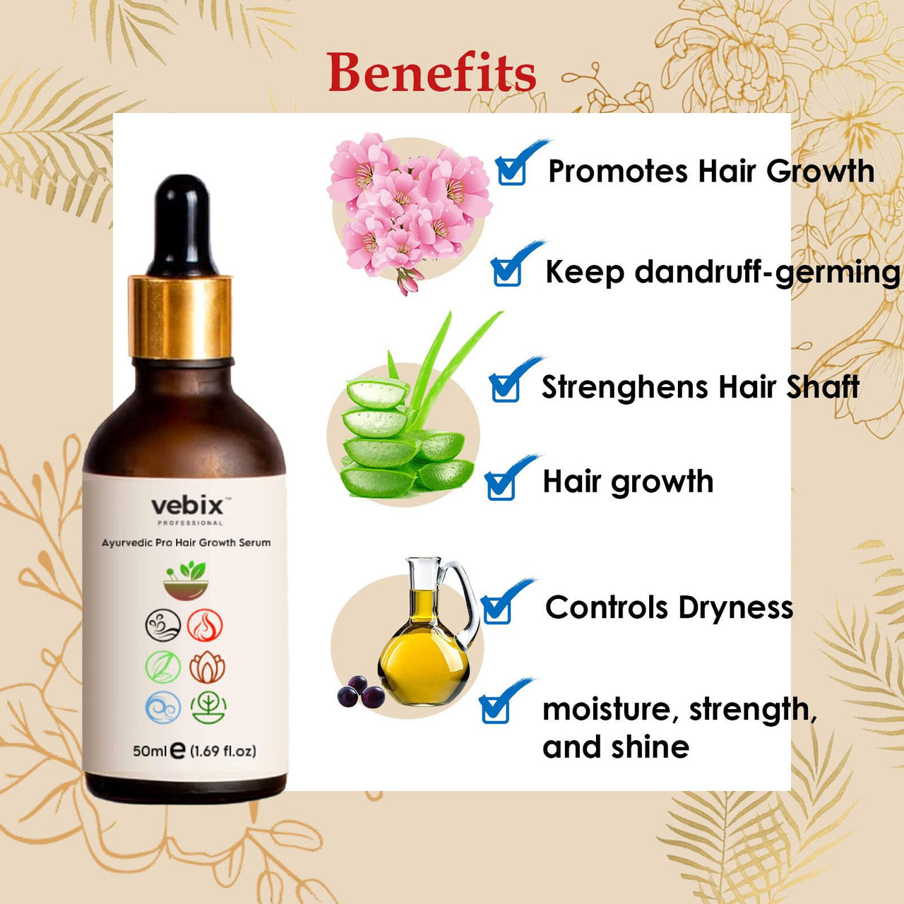 VebixProfessional Customized HairFall Control Regimen Ayurvedic 4 Product Kit | Anti Hairfall Shampoo - Hair Oil, Keratin Conditioner & Hair Growth Serum | 350ml (All Hair Types)