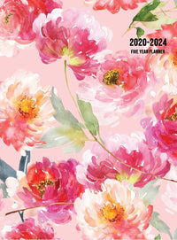 2020-2024 Five Year Planner: Five Year Monthly Planner 8.5 x 11 with Floral Cover (Hardcover)