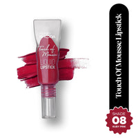 Hilary Rhoda Touch Of Mousse Lipstick | Matte Finish & Long Lasting | Infused with Vitamin E | Weightless & Liquid Lipstick with Mousse Finish | Smudge & Water Proof | Vegan - 5ml (Ruby Pink - Shade 08)
