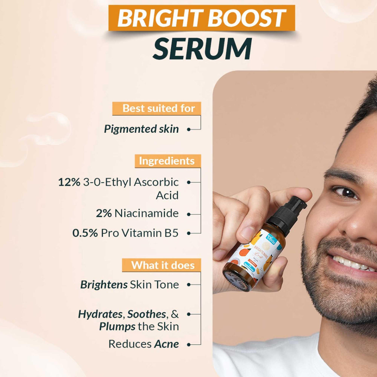 Olivia Bright Boost Face Serum with 12% Vitamin C | Brightening Formula for Glowing Skin & Dark Spots | For Oily Skin & Anti-Aging | Niacinamide Face Serum for Women & Men – 30ml