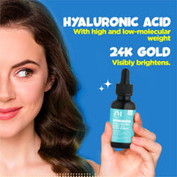 ZM Zayn & Myza 1.5% Hyaluronic Face Serum with 24K gold | For Bright, intensely hydrated & glowing skin | Keeps skin plump & improves elasticity | For all skin types, 30ml