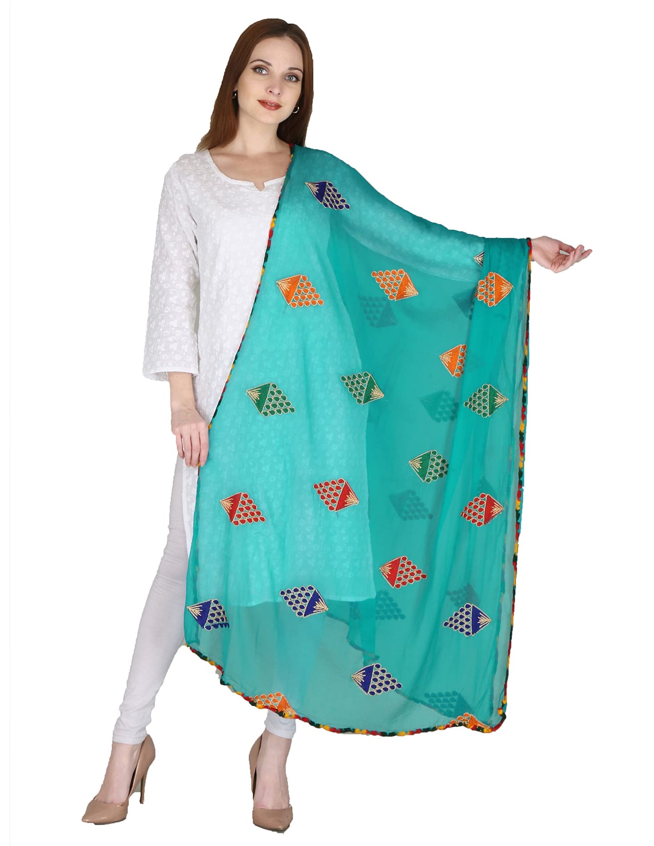 DIAMO Embroidered Chiffon Women's  Dupatta
