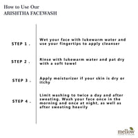 Mellow Herbals Ayurvedic Arishtha Facewash with Neem, Aloe Vera & Tulsi | Anti-Acne & Oil Control Face Cleanser | Deep Cleansing, Hydrating & Healing Formula | Sulphate-Free & Ayush Certified | 100ml