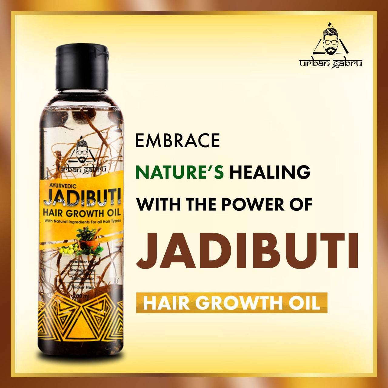 UrbanGabru Ayurvedic Jadibuti Hair Growth Oil - 200ml | For Hair Regrowth and Hair Fall Control with Natural Herbs | For Heathy and Strong Hair