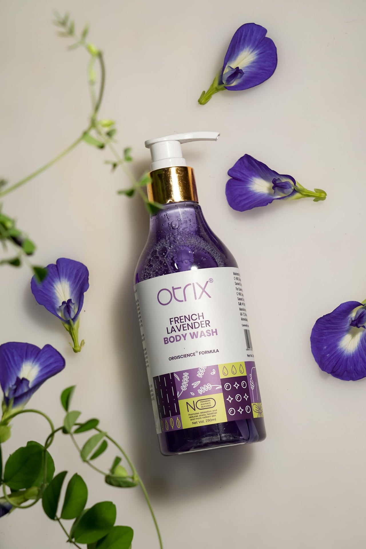 Otrix French Lavender Body Wash, 290ml – Calming Shower Gel with Natural Ingredients – Aromatherapy Formula for Relaxation and Hydration – Sulfate and Paraben Free