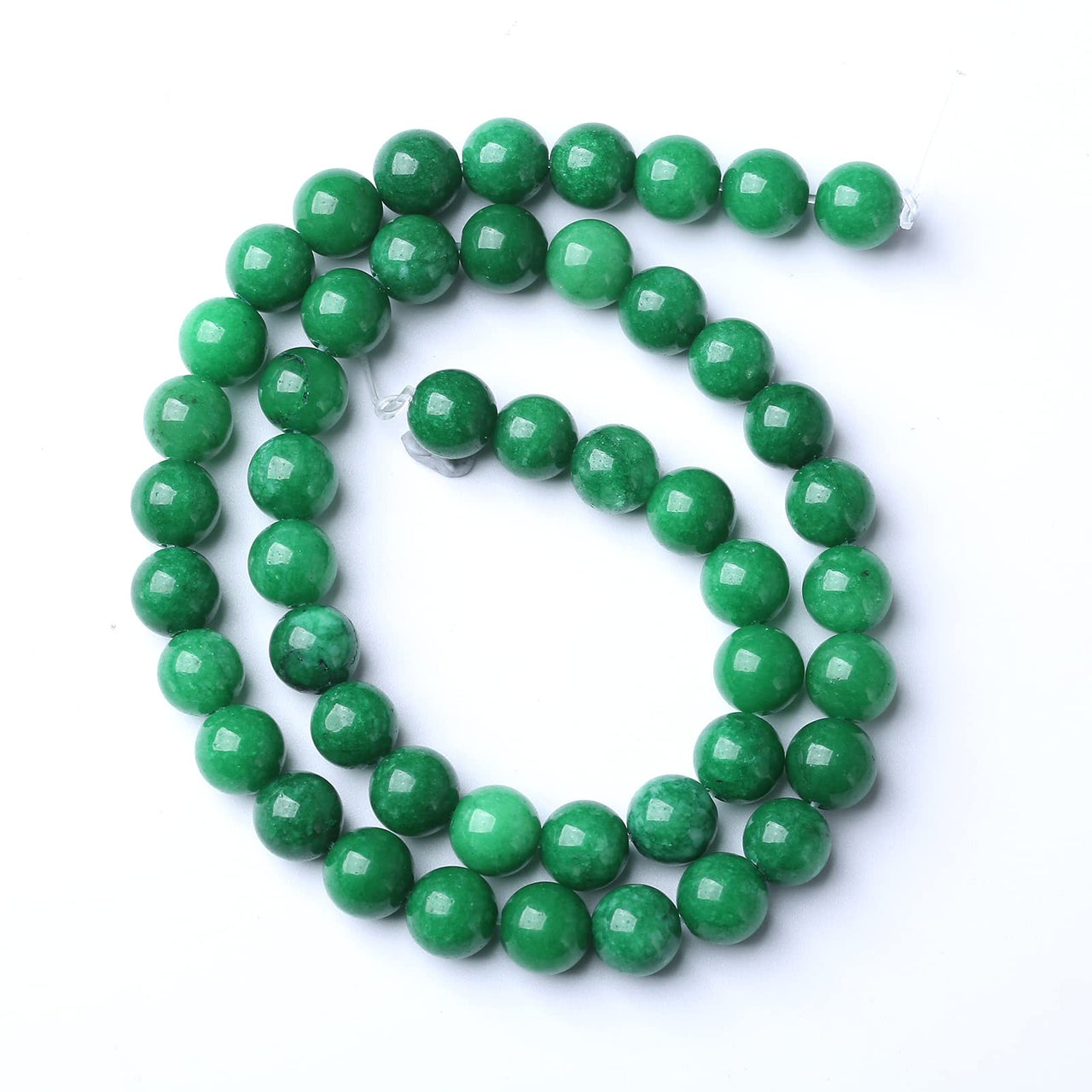 45pcs 8mm Natural Green Cloud Jades Beads Round Loose Gemstone Crystal Energy Healing Power Stone Beads for Jewelry Making DIY Bracelet (8mm, Green Cloud Jades)