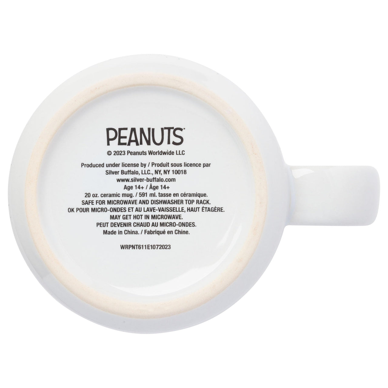 Silver Buffalo Peanuts Snoopy Cookies And Cocoa Ceramic Camper Mug, 20 ounces