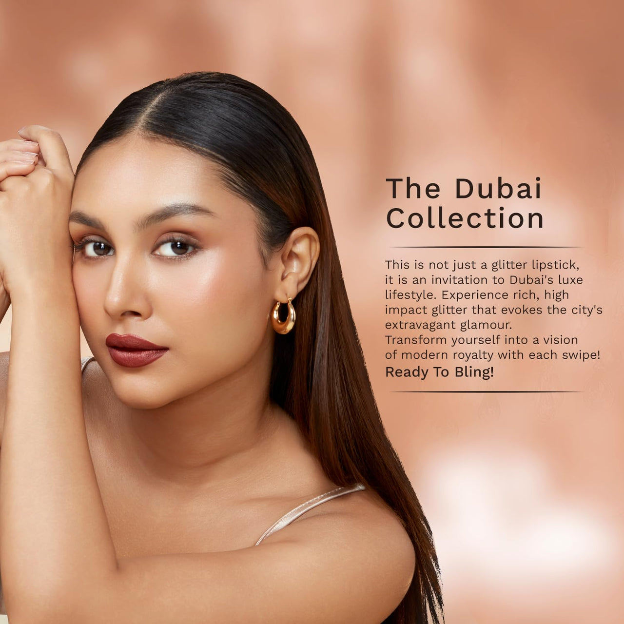 Pilgrim Glitter Lipstick For Women 4.2gm | Dubai Luxe Lifestyle - Her Highness Shade | Lipstick Infused with Vitamin E & Olive Oil | Glitter Formula With Matte Finish | Non Drying | All Skin Types