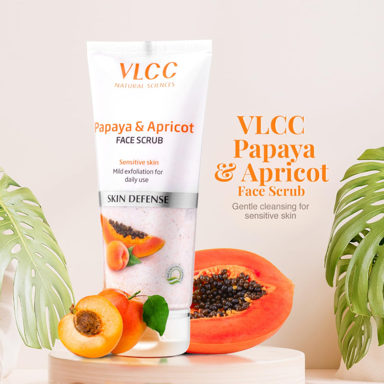 VLCC Papaya & Apricot Face Scrub - 80g - (Pack of 2) | Gentle Scrub to Remove Dead Skin, Dirt | Mild Exfoliating Scrub | Sensitive Skin Scrub | Remove Blackheads & Whiteheads.