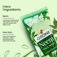 Ozone Neem Face Wash | Enriched with Neem, Aloe Vera, Lemon & Clove | For Deep Cleansing, Anti-Pollution, Soft, Smooth & Glowing Skin | For Men & Women | 100ml (Pack of 3)