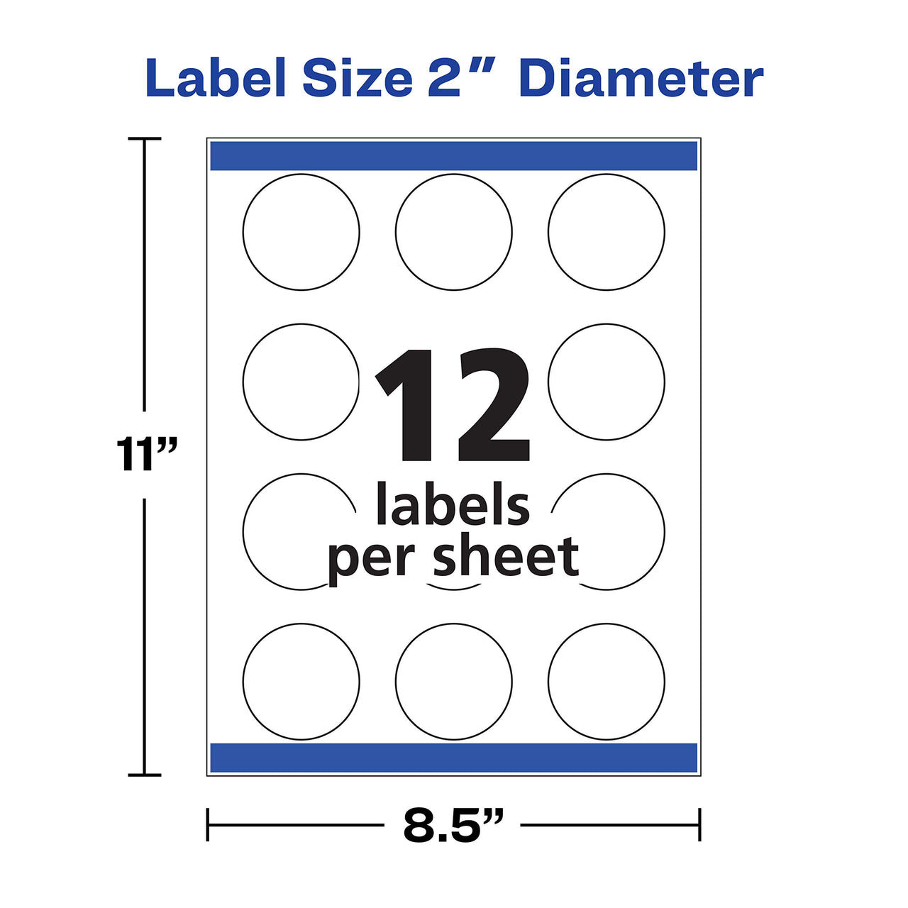 Avery Printable Round Labels with Sure Feed, 2" Diameter, Glossy White, 60 Customizable Labels (22817) 60 Count (Pack of 1)