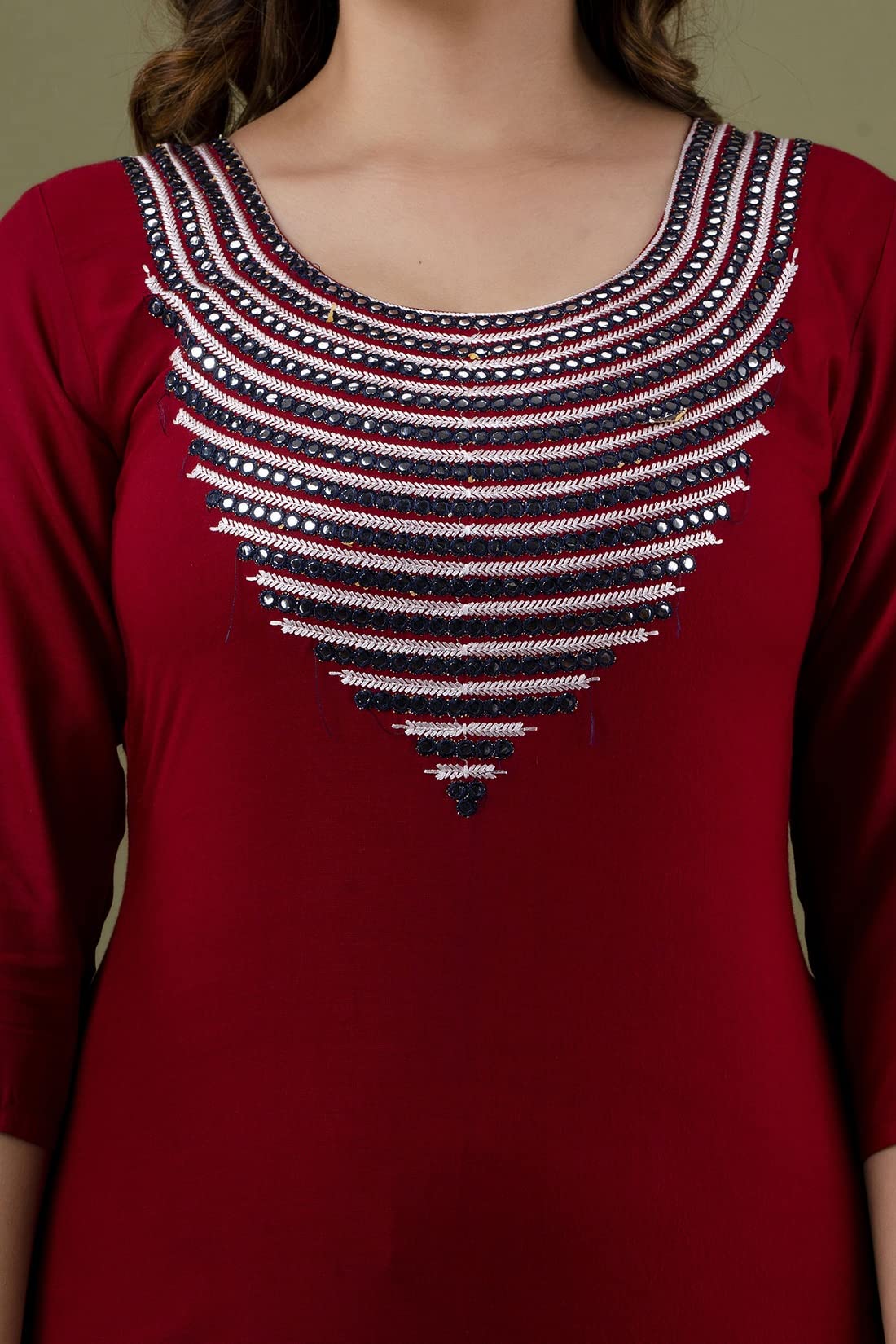 LookMark Womens Cotton Rayon Kurta and Pant Set with Dupatta