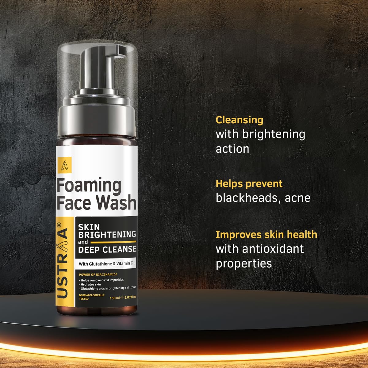 Ustraa Bright Skin Routine Combo - Foaming Face Wash - For Skin Brightening - 150 ml | Helps Prevent Blackheads | NO SLS & De-Tan Cream 50g - For Tan removal | With Japanese Yuzu | Prevents Dark Spots