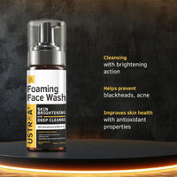 Ustraa Bright Skin Routine Combo - Foaming Face Wash - For Skin Brightening - 150 ml | Helps Prevent Blackheads | NO SLS & De-Tan Cream 50g - For Tan removal | With Japanese Yuzu | Prevents Dark Spots