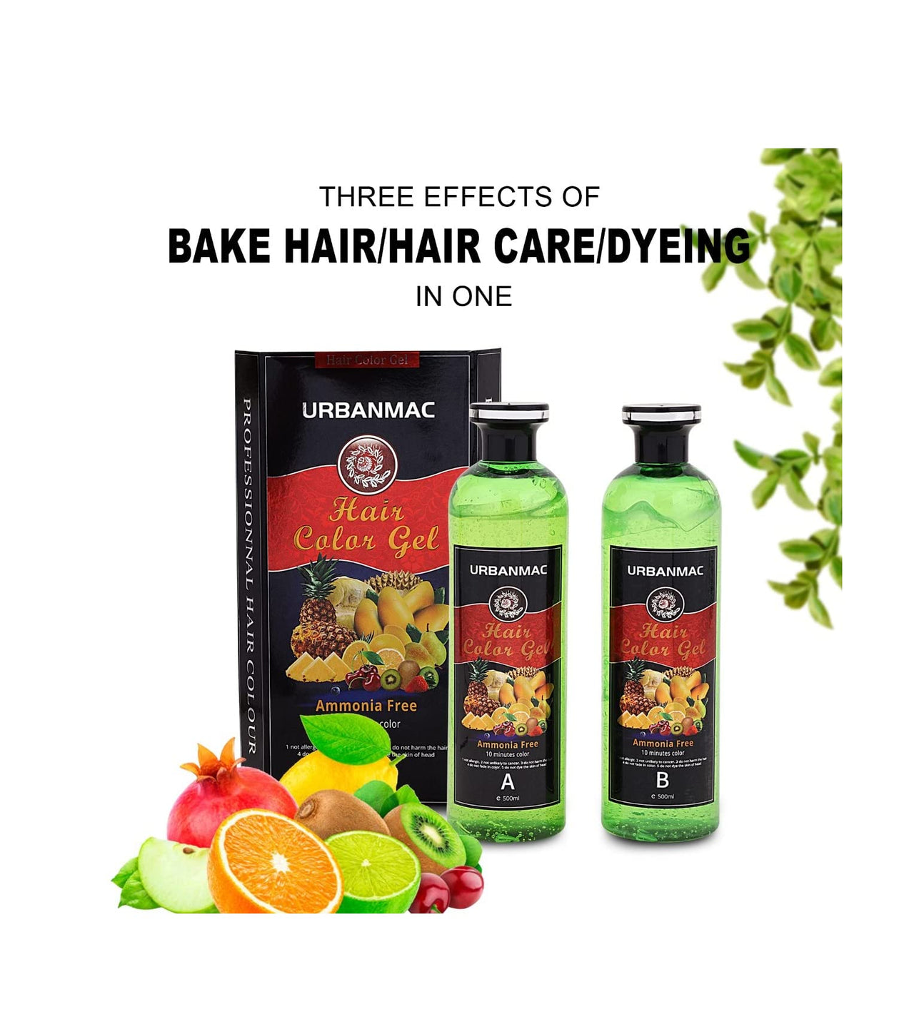 URBANMAC Fruit Vinegar Hair Color Black Gel With Dye Brush and Mixing Bowl Hair Colouring Kit