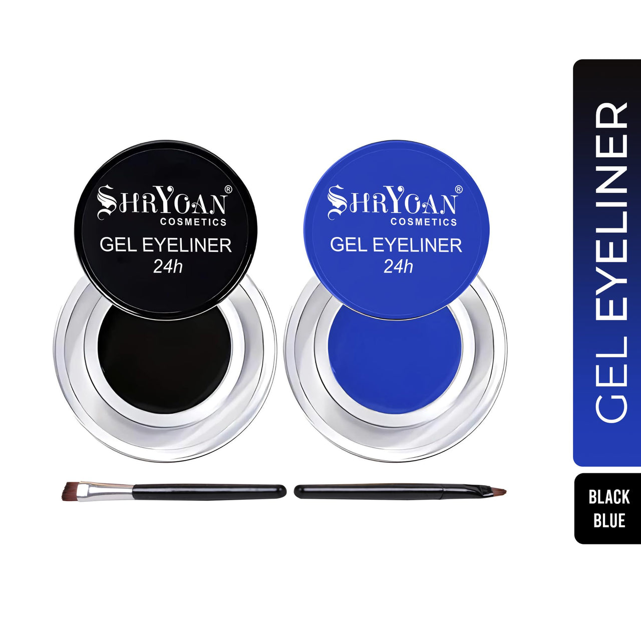 Shryoan 24-Hour Gel Eyeliner Duo - Black and Blue| Long-Lasting, Smudge-Proof | Gel Formula for Dramatic Eye Looks | Glossy Finish, Intense Colour |Travel Size - 4gm (Each)