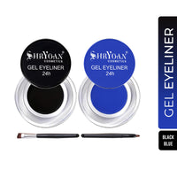 Shryoan 24-Hour Gel Eyeliner Duo - Black and Blue| Long-Lasting, Smudge-Proof | Gel Formula for Dramatic Eye Looks | Glossy Finish, Intense Colour |Travel Size - 4gm (Each)
