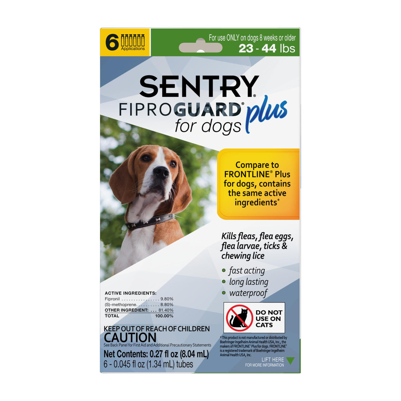 SENTRY PET CARE SENTRY Fiproguard Plus for Dogs, Flea and Tick Prevention for Dogs (23-44 Pounds), Includes 6 Month Supply of Topical Flea Treatments