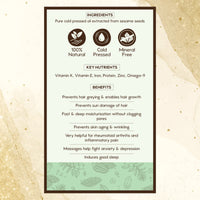 Nat Habit Cold Pressed 100% Pure Sesame (Til) Oil for Skin, Body Massage Oil for Deeply Moisturized Skin, 200ml