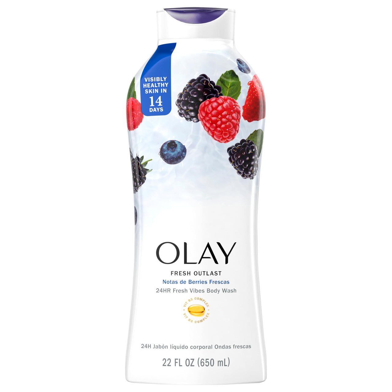 Olay Fresh Outlast Fresh Berry Body Wash, 22 fl oz/650ml
