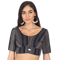 JISB Women's  Cotton Geometric Half Sleeve Blouse