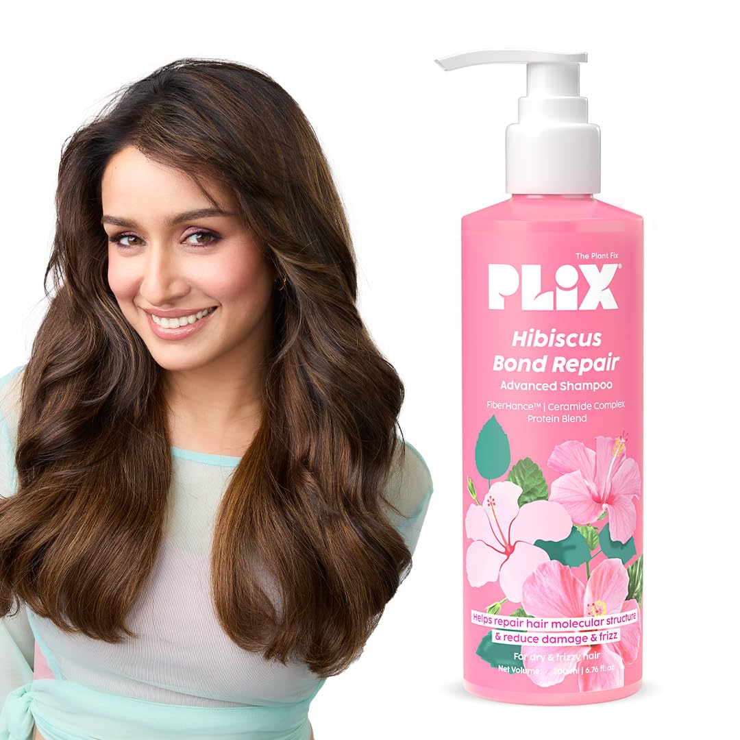 PLIX - THE PLANT FIX Hibiscus Bond Repair Advanced Shampoo for Damaged, Frizzy Hair - 200ml | Repair Hair Molecular Structure | FiberHance & Hibiscus Extract | Men & Women
