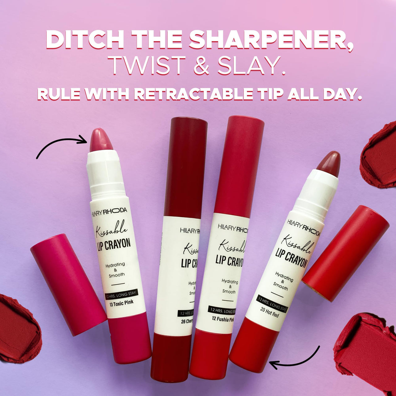 Hilary Rhoda Kissable Lip Crayon |12-Hour Stay | Highly Pigmented Matte Finish | Smudge-Proof & Transfer proof Lipstick | Retractable Lip Crayon | 3.5g - (Earthy Brown | Shade 06)