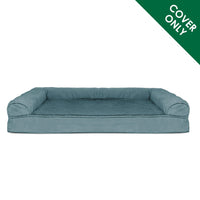 Furhaven Replacement Dog Bed Cover Plush & Suede Sofa-Style, Machine Washable - Deep Pool, Medium