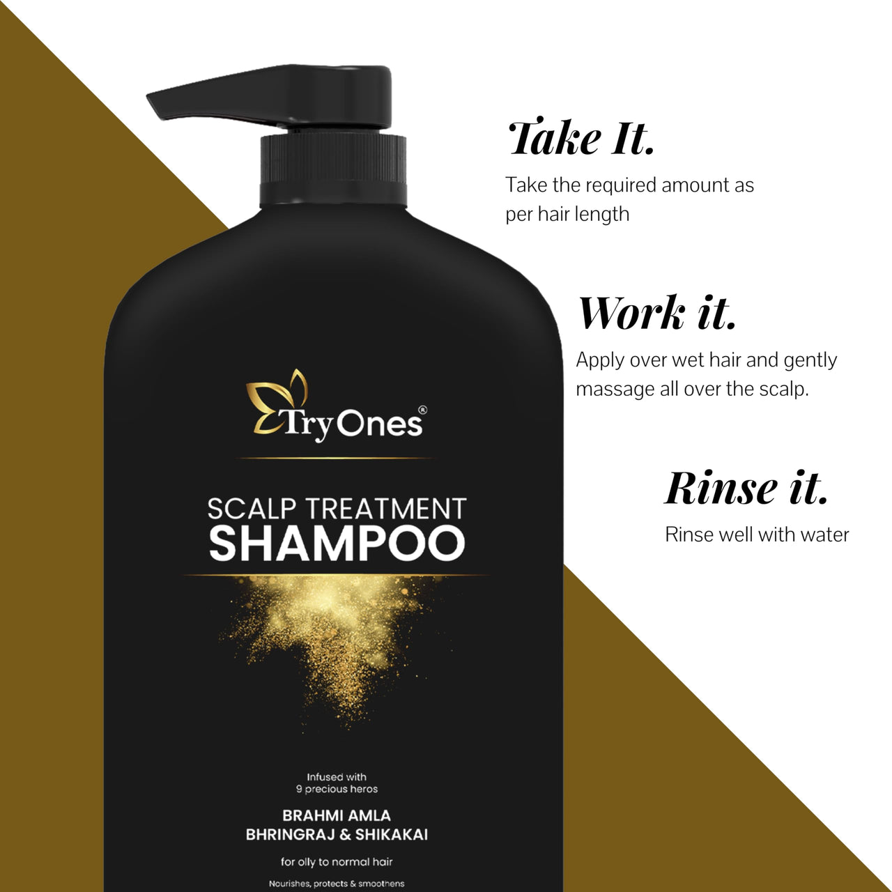 TryOnes Scalp Treatment Targets Dandruff & Controls Flakes | For Men & Women Hairfall Control Natural Shampoo|No Sulfates,No Paraben 1000 ml